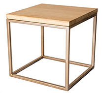 Solid Oak Top Gold Frame Side Table